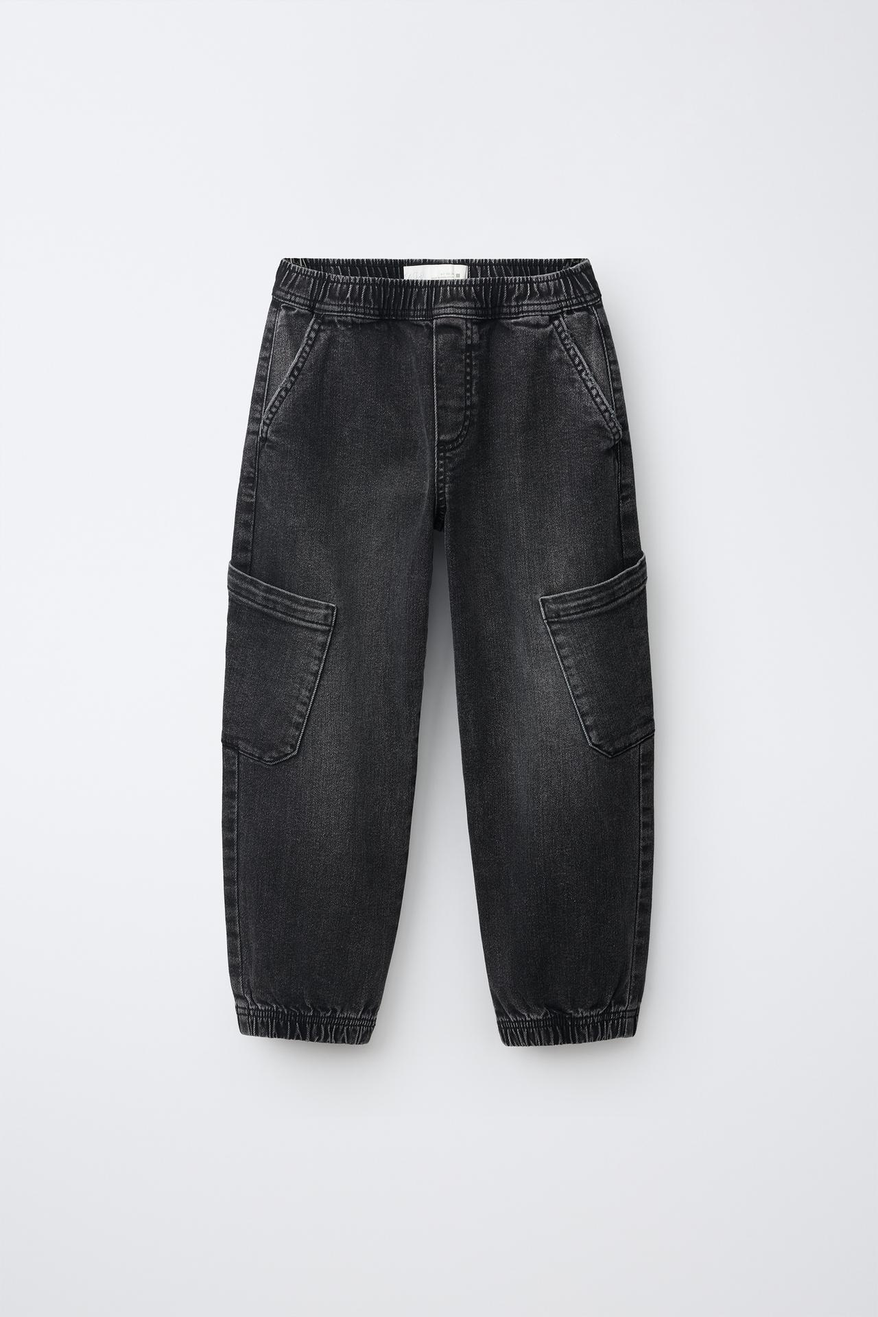 CARGO JOGGER JEANS — Black
