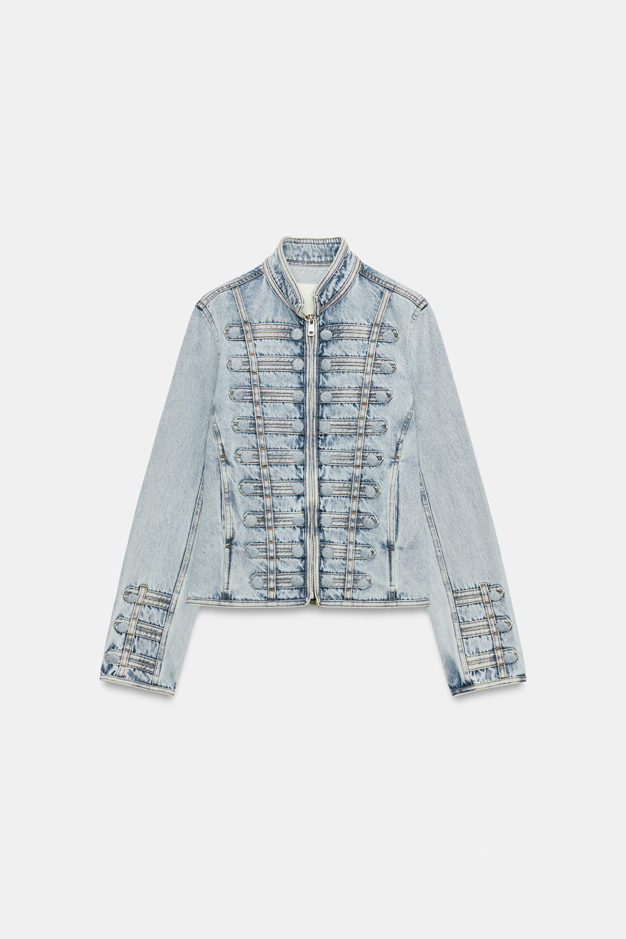 JACHETĂ DENIM CAMBRATĂ CU NASTURI ZW COLLECTION - Albastru deschis