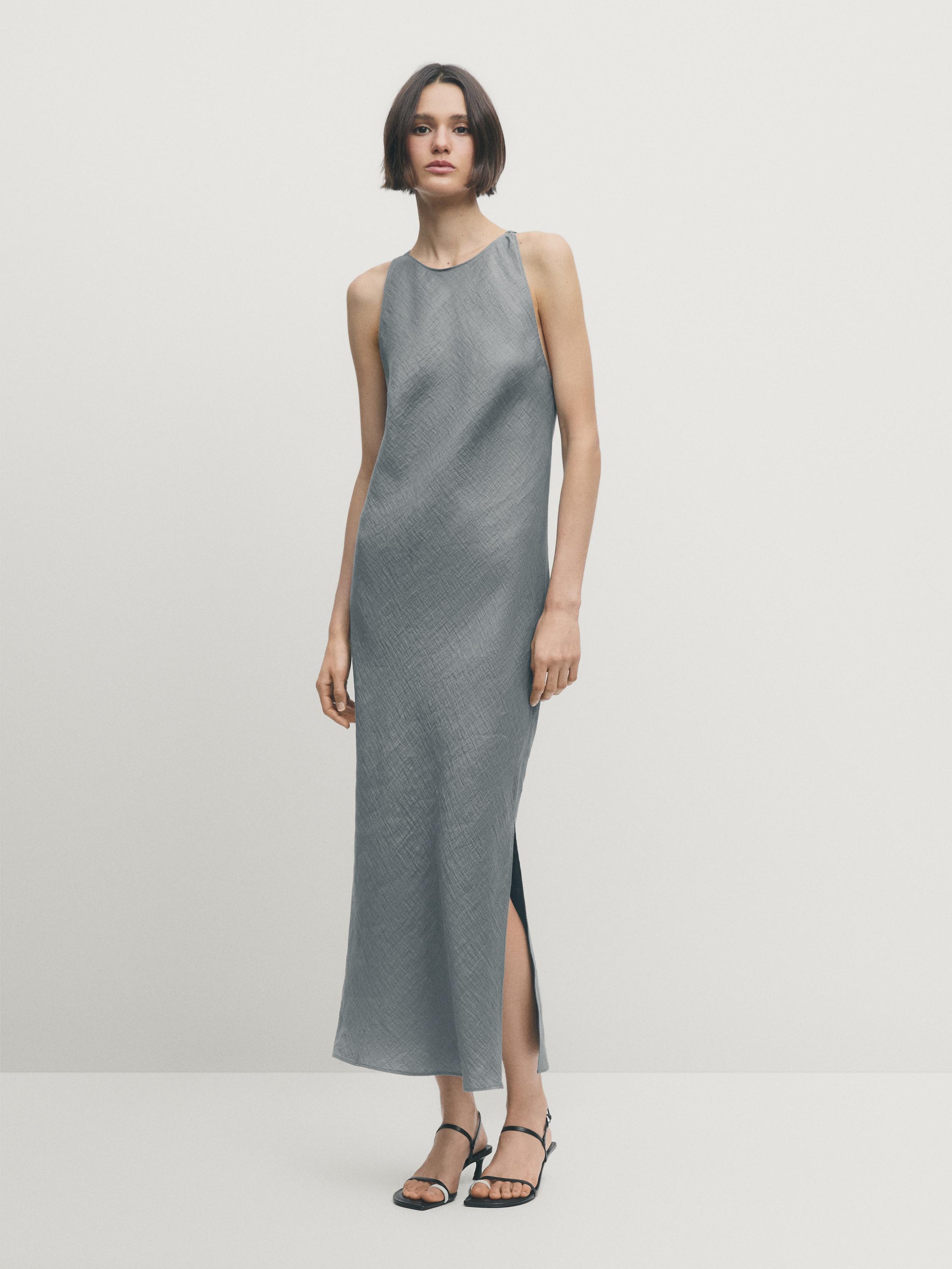 Halter neck dress - Blue gray | ZARA United States
