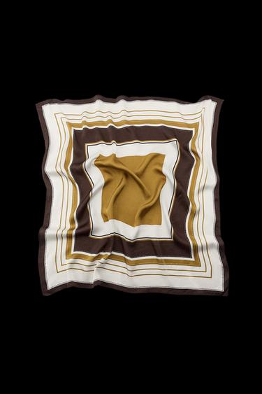 STRIPED PRINT SCARF - Ecru by Zara