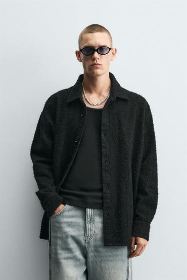 IRREGULAR TEXTURED DENIM SHIRT - Black by Zara
