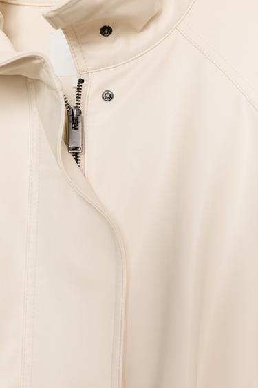 OVERSIZE LEATHER EFFECT BOMBER JACKET - Cream by Zara - Image 8