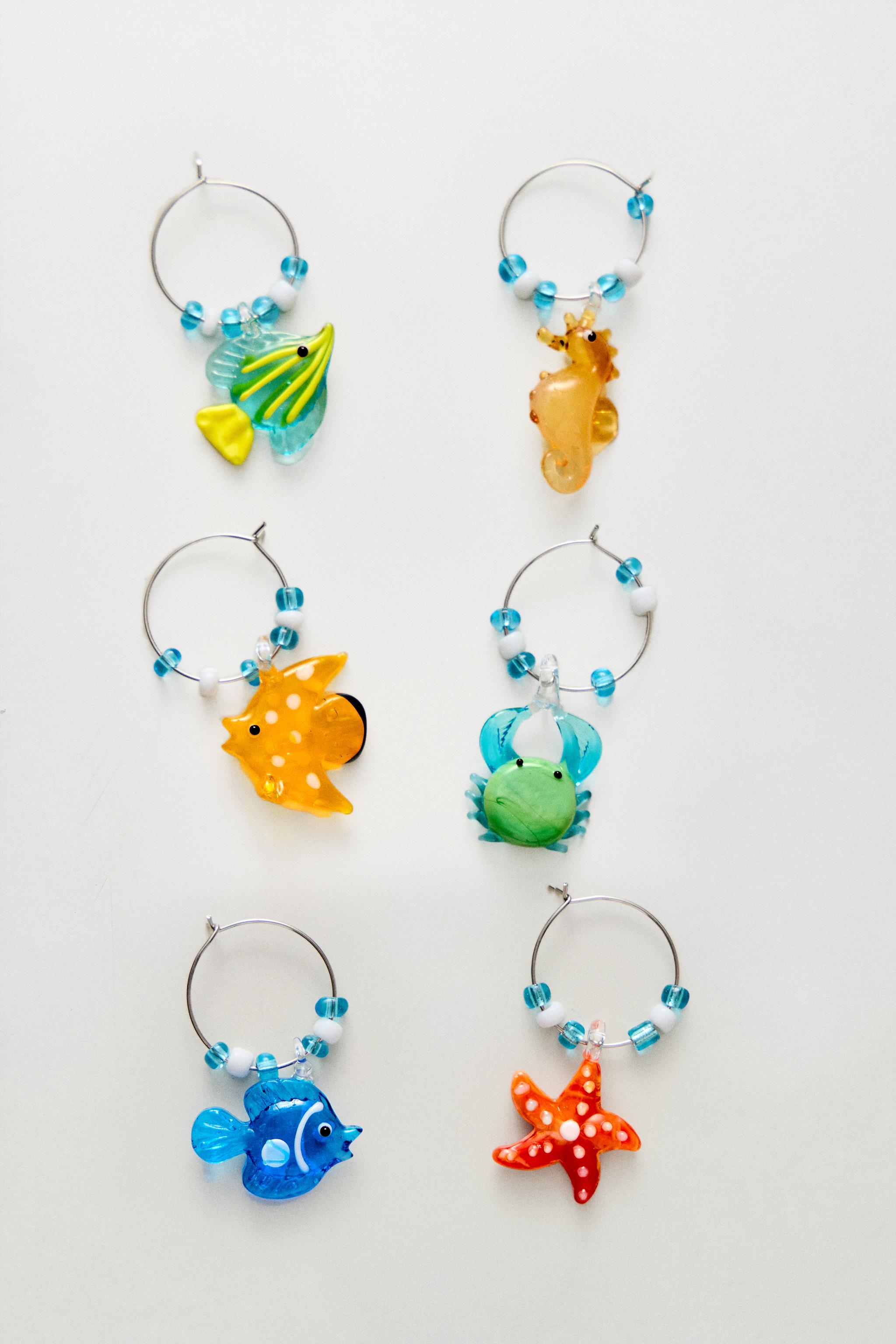 GLASS CHARMS (PACK OF 6) — yellow