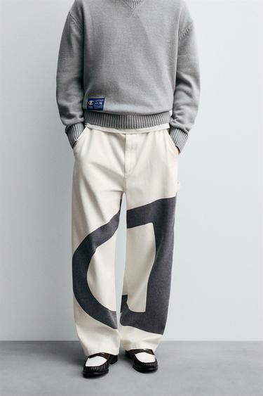 CHAMPION® X ZARA CONTRAST LOGO TROUSERS - Ecru by Zara