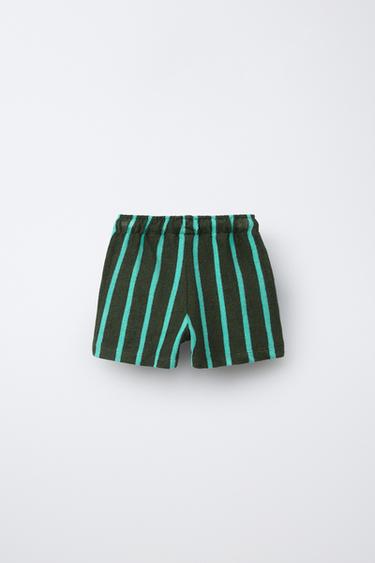 SHORT ÉPONGE À RAYURES - VERT de Zara - Image 1
