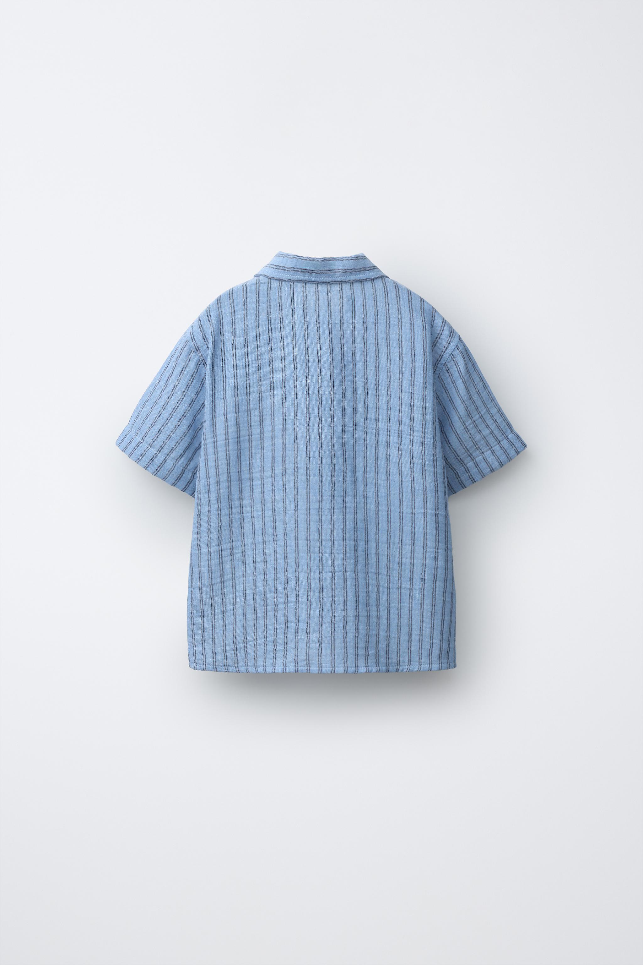 STRIPED TEXTURED SHIRT - Blue | ZARA United States