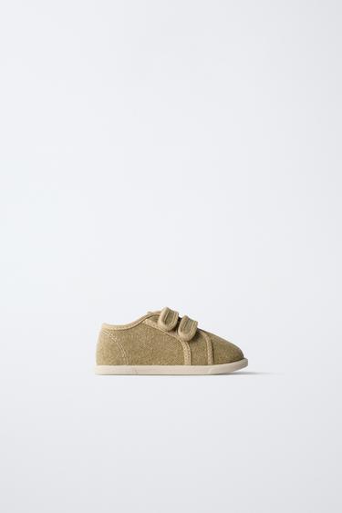 TEXTILE SNEAKERS WITH DOUBLE STRAP - Brown by Zara
