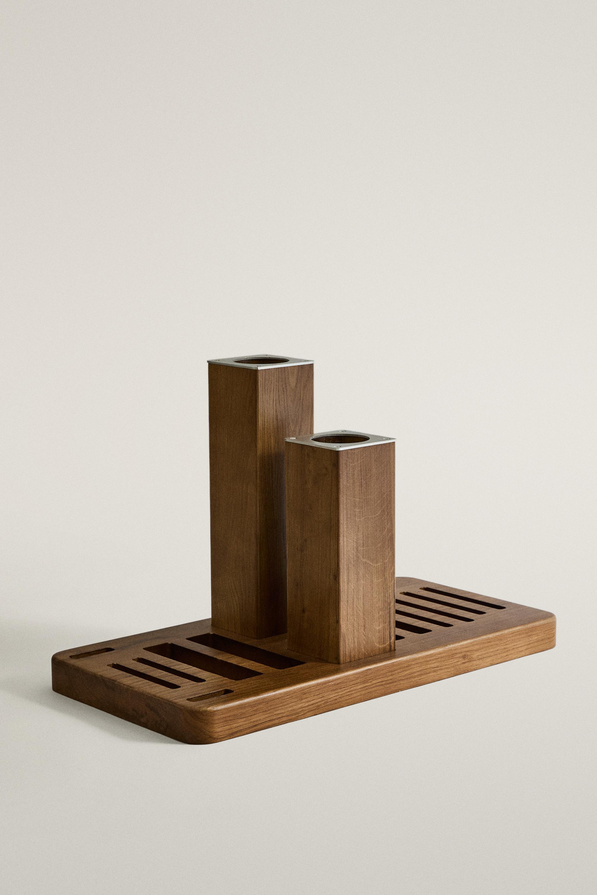 WOODEN BAR AND DISC RACK - Light beige | ZARA United States
