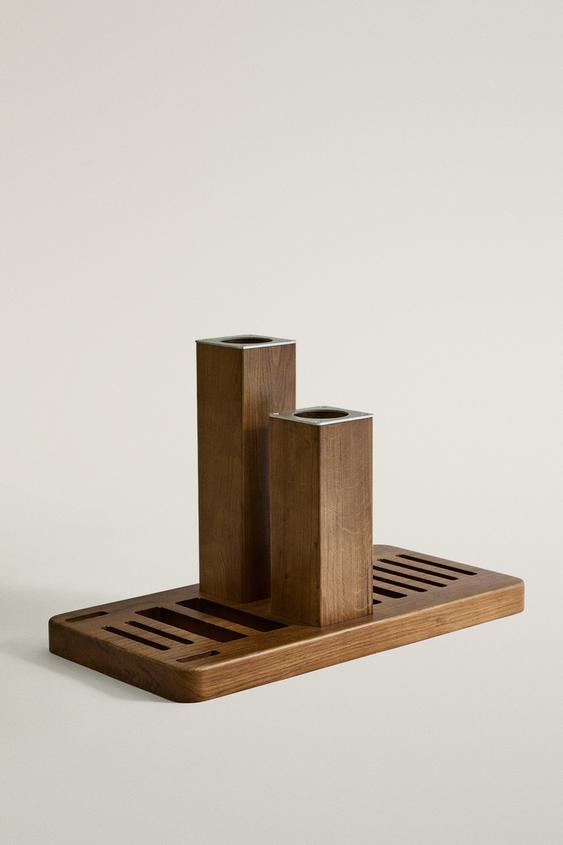 WOODEN STAND WITH BARS AND DISCS - Light beige by Zara - Image 0