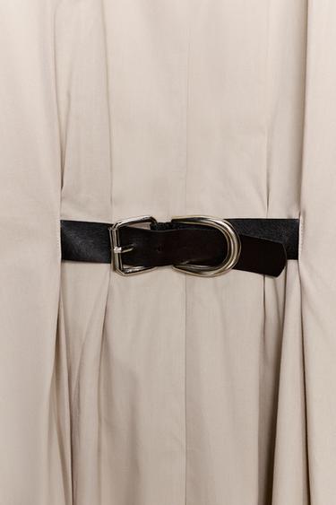 ROBE MI-LONGUE AVEC CEINTURE - Beige de Zara - Image 9