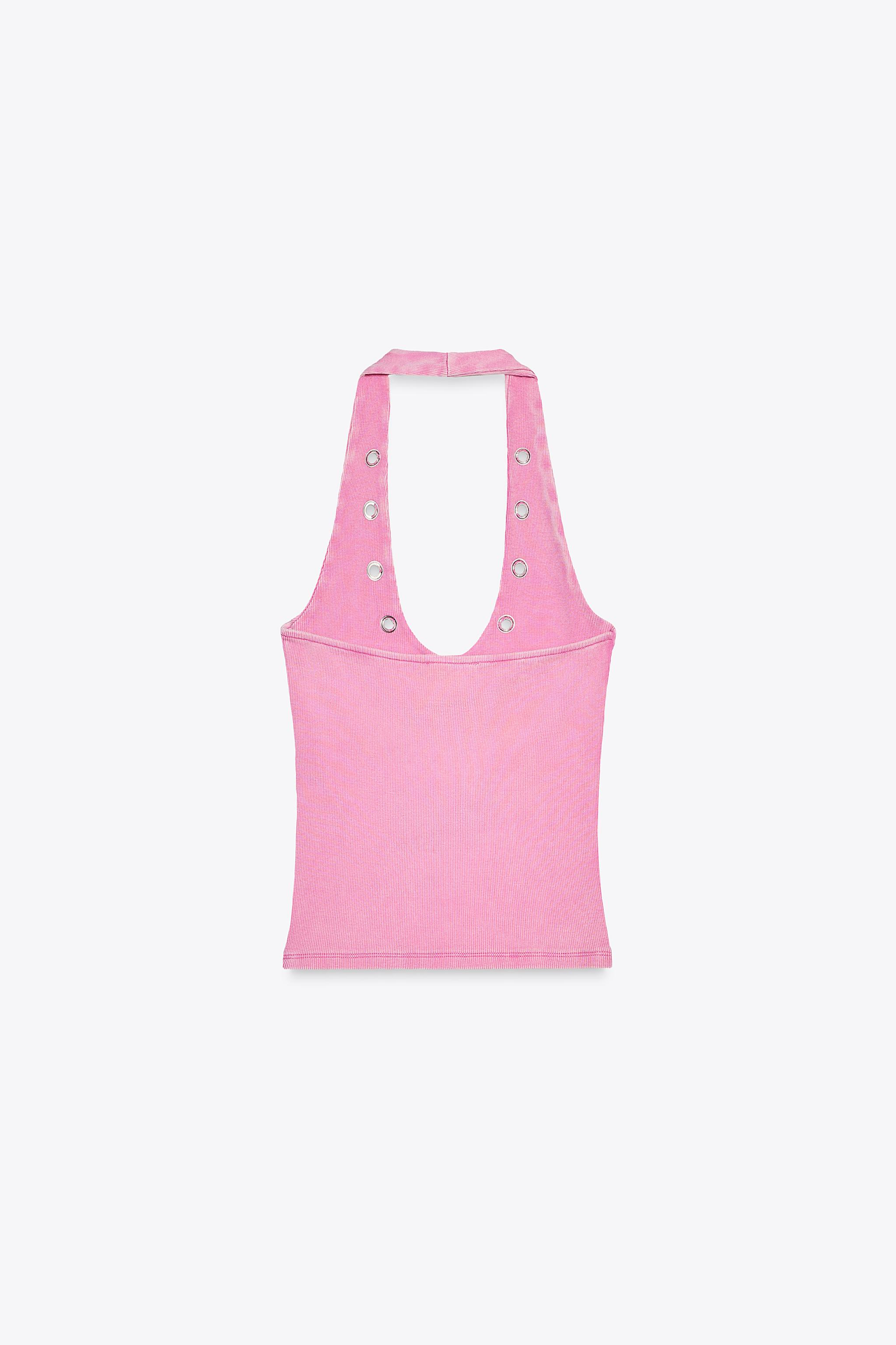 HALTER T-SHIRT WITH RINGS - Pink | ZARA United States