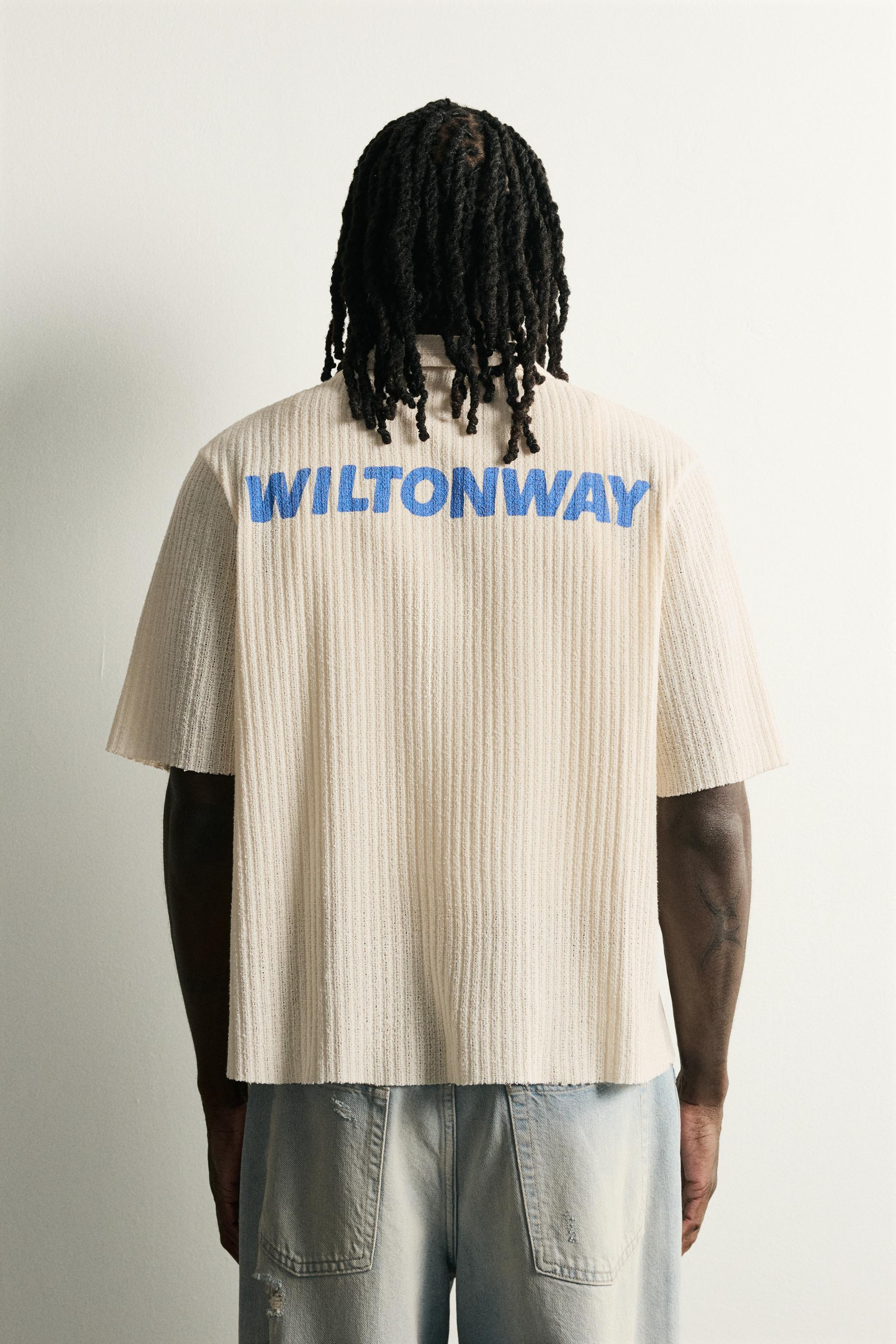 OPENWORK TEXTURED PRINTED SHIRT