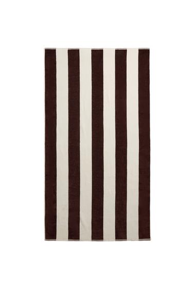 STRIPED BEACH TOWEL - Burgundy by Zara