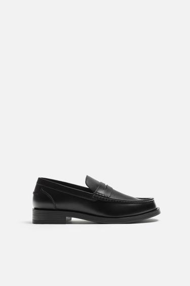 LEATHER PENNY LOAFERS - Black by Zara