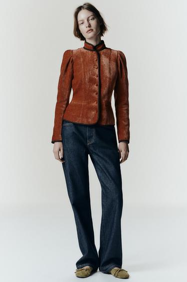 CONTRAST TRIM BLAZER - Burnt orange by Zara