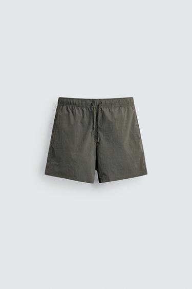 STRIPED SWIM SHORTS - Khaki by Zara