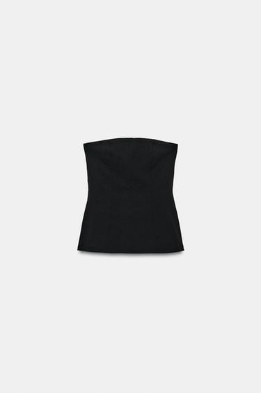 STRAWLESS STRETCH TOP WITH VENTS — Black 2