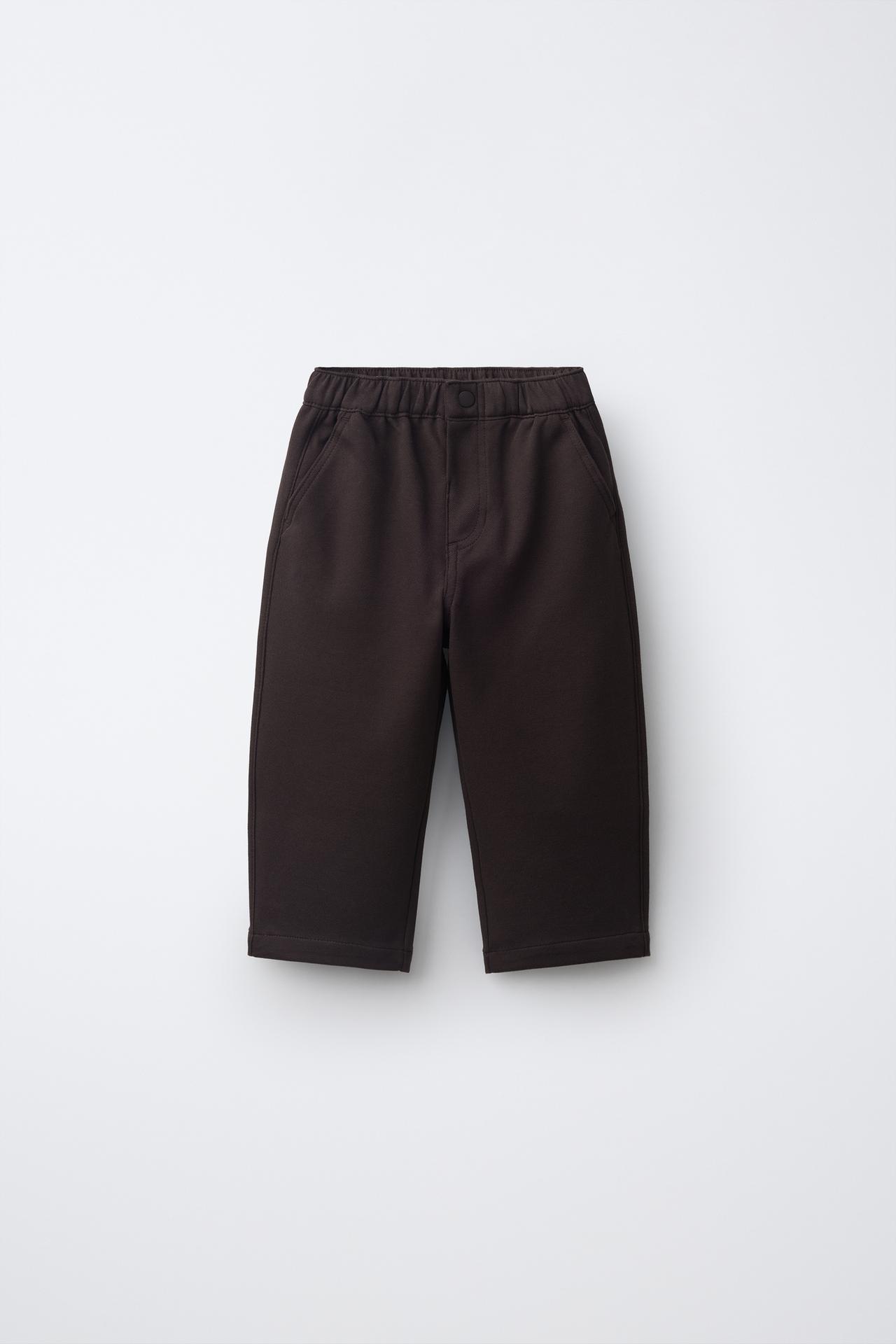 SOLID COMFORT PANTS — Brown