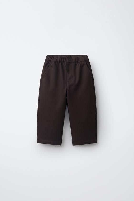 Zara SOLID COMFORT PANTS - Brown - Image 0