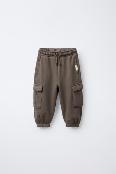 FLEECE CARGO JOGGERS - Brown / Taupe by Zara - Image 0