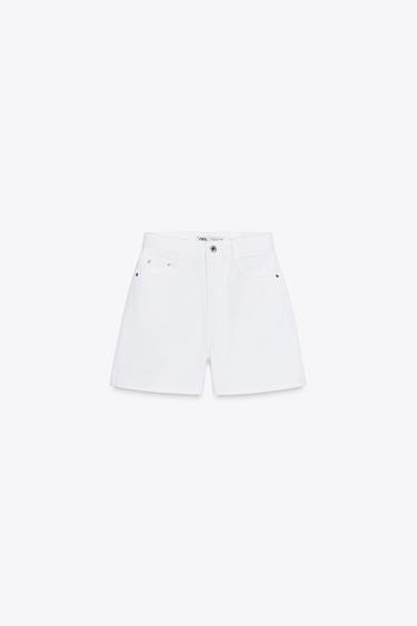 SHORTS Z1975 MOM FIT بخصر عالٍ - أبيض الخاص بـ Zara