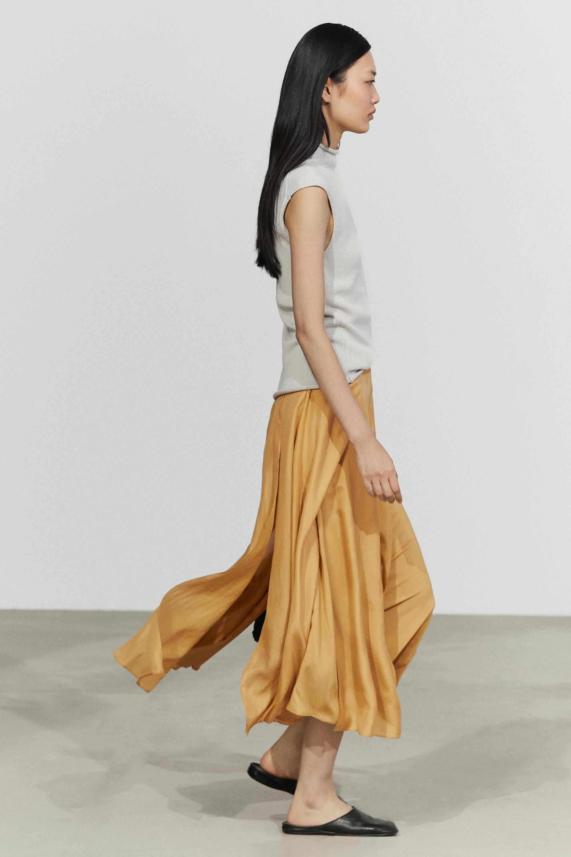 100% silk flowing midi skirt co-ord