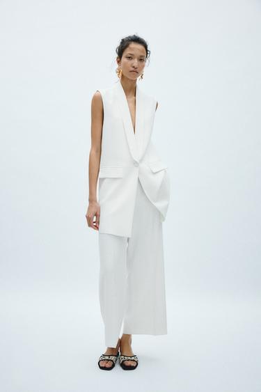 ZW COLLECTION WAISTCOAT WITH TUXEDO-STYLE COLLAR - Ecru by Zara - Image 0