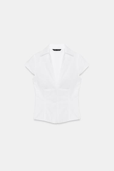 КОРСЕТНЫЙ ТОП ИЗ ПОПЛИНА — БЕЛЫЙ от Zara