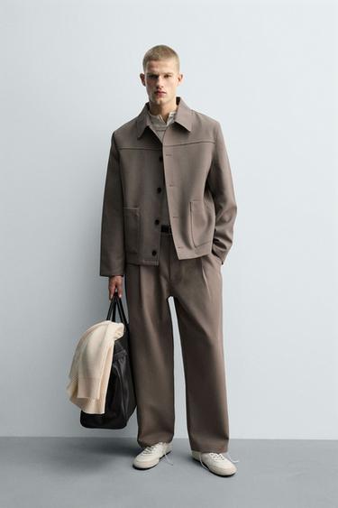 BALLOON FIT PLEATED TROUSERS - Mink by Zara