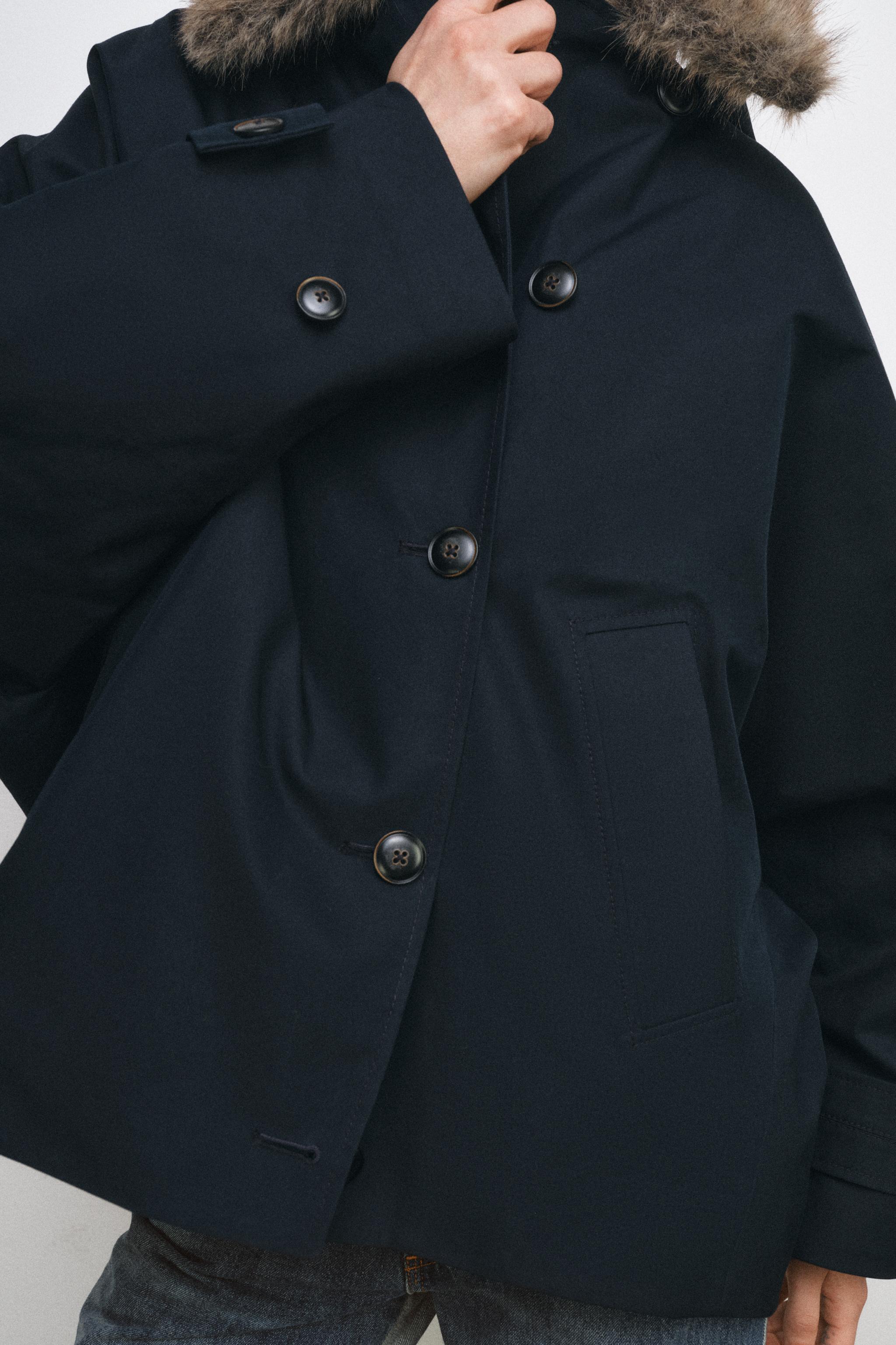 ZW COLLECTION FAUX FUR COLLAR TRENCH COAT