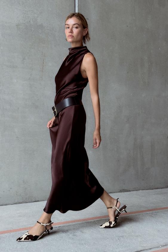 LEATHER AND SHEEPSKIN SLINGBACK KITTEN HEELS - Multicoloured | ZARA Australia