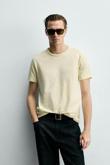 T-SHIRT REGULAR FIT - Jaune clair de Zara