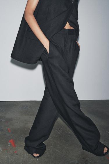 BUCKLE LINEN BLEND TROUSERS ZW COLLECTION - Black by Zara