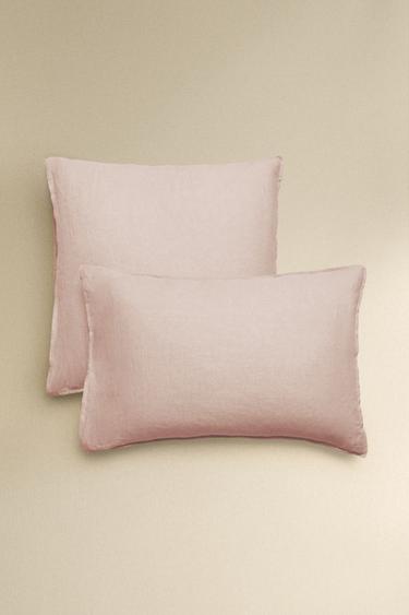 TAIE D’OREILLER LIN LAVÉ (140 GXM²) - Rose pâle de Zara
