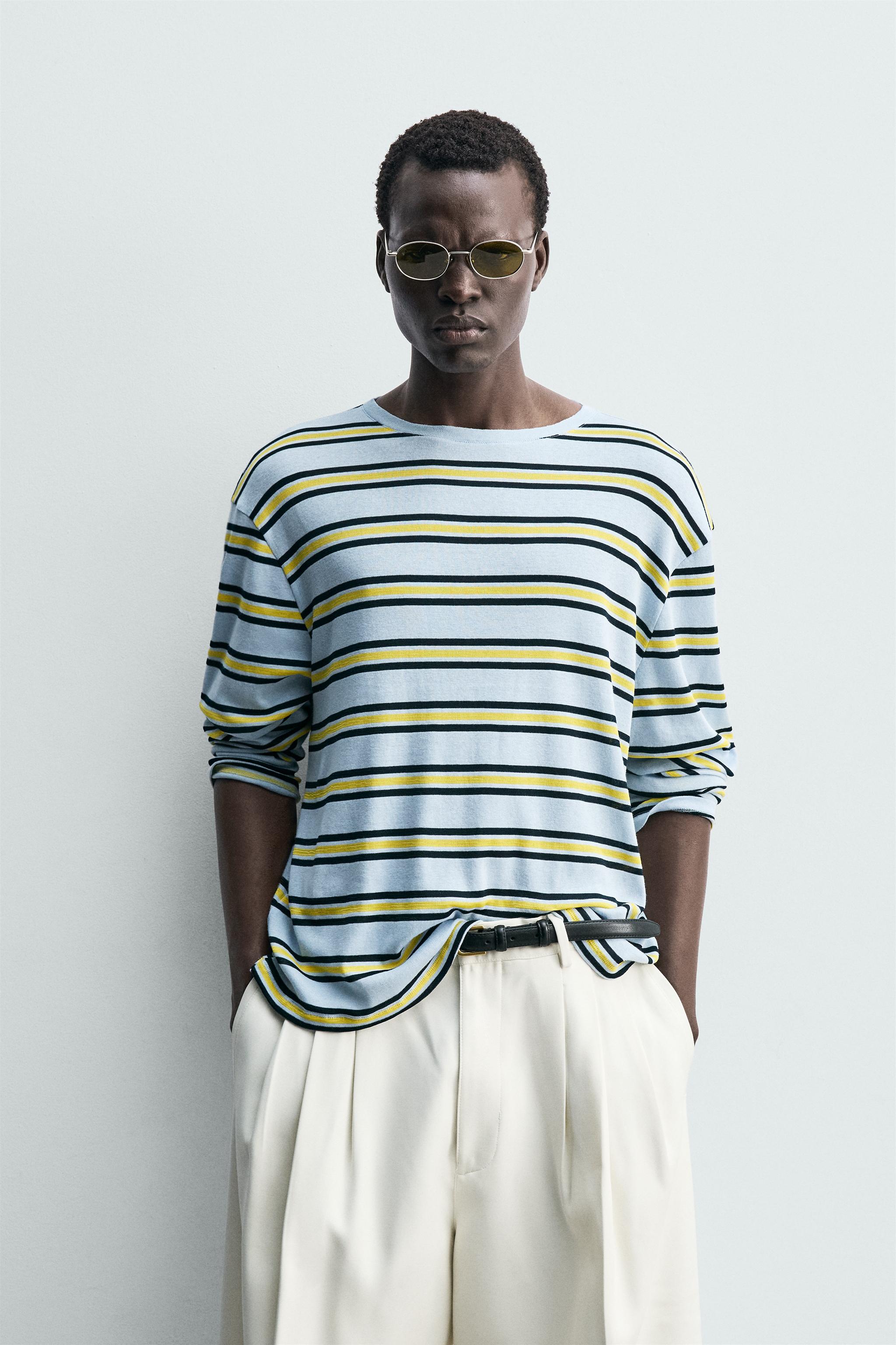 ジャカードストライプ柄Tシャツ - ストライプ | ZARA Japan / 日本