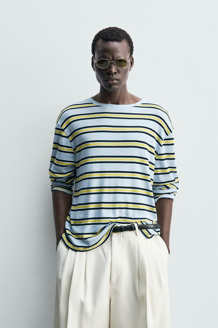 ZARA JACQUARD STRIPED T-SHIRT