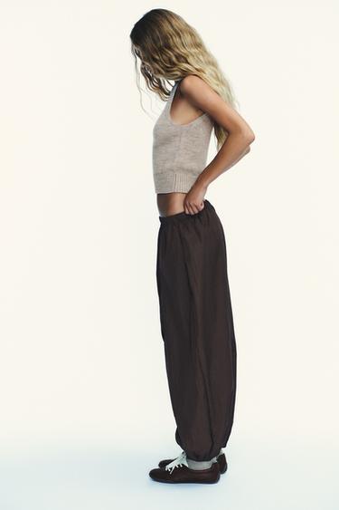 NYLON BALLOON TROUSERS - Dark brown by Zara - Image 2