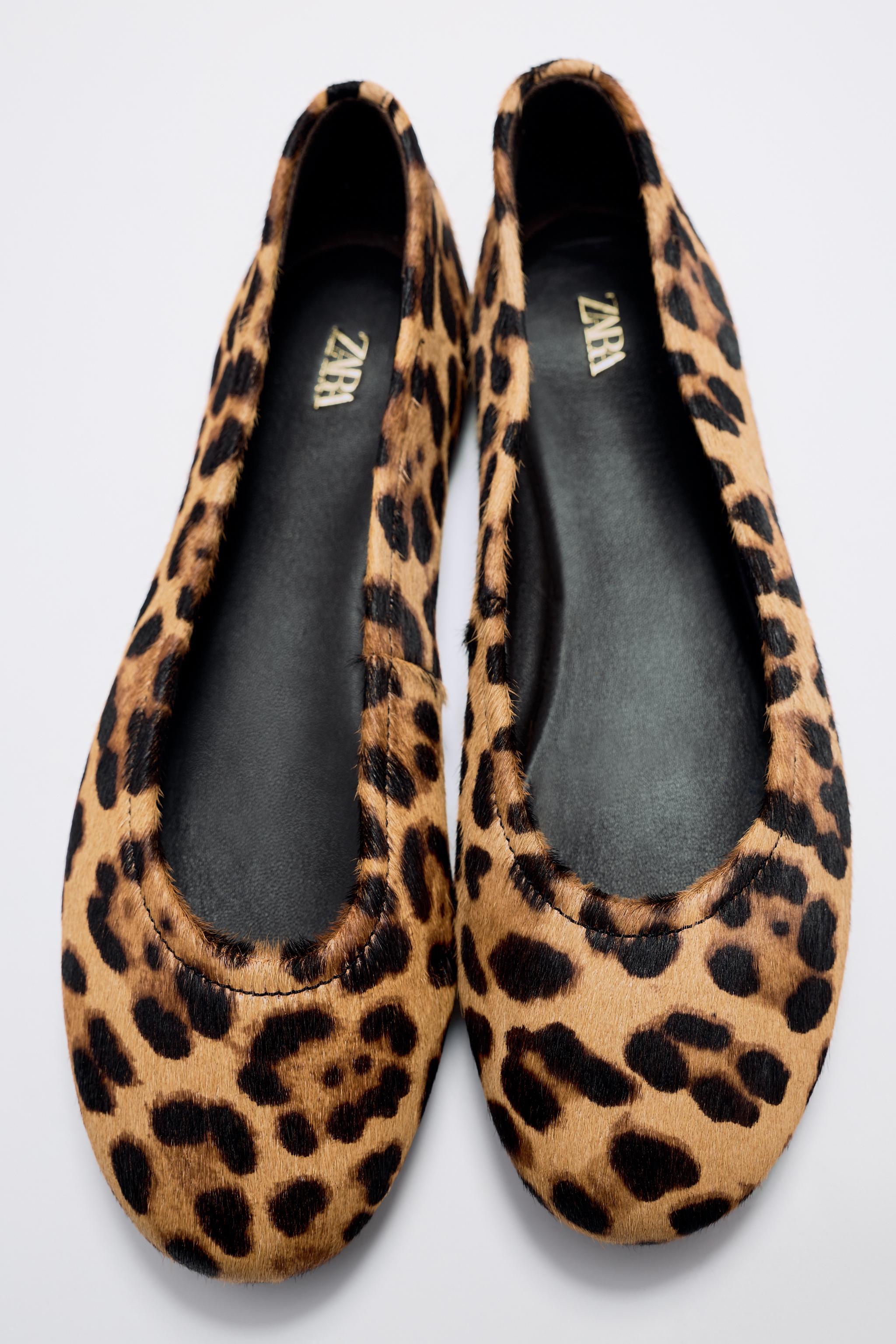 BALLERINES EN CUIR À IMPRIMÉ ANIMALIER