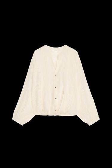 METALLIC THREAD KNOT BLOUSE - Ecru by Zara - Image 0