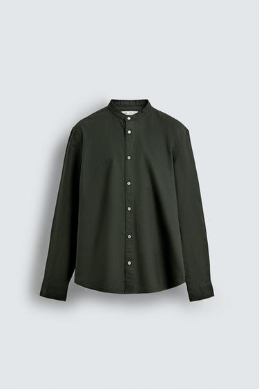 OXFORD SHIRT WITH BAND COLLAR - Khaki by Zara