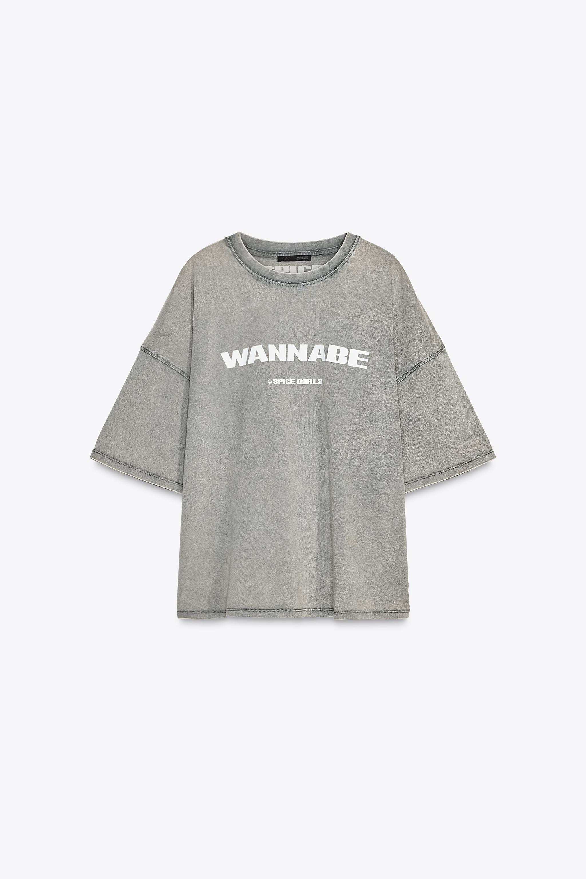 完売品 ZARA SPICE GIRLS プリントTシャツ 2025年 WASHED-EFFECT PRINT T-SHIRT ©SPICE GIRLS - Grey | ZARA Japan