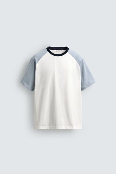 REGULAR FIT COLOUR BLOCK T-SHIRT - Ecru by Zara - Image 0