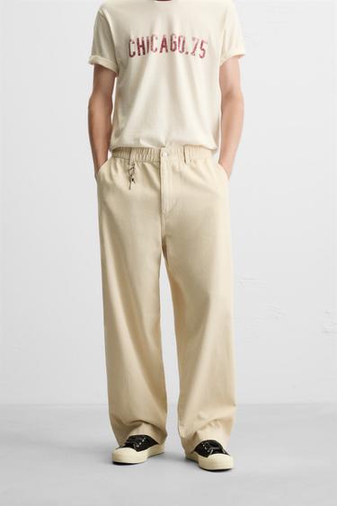 PANTALON RELAXED FIT STRUCTURE - Écru de Zara - Image 1