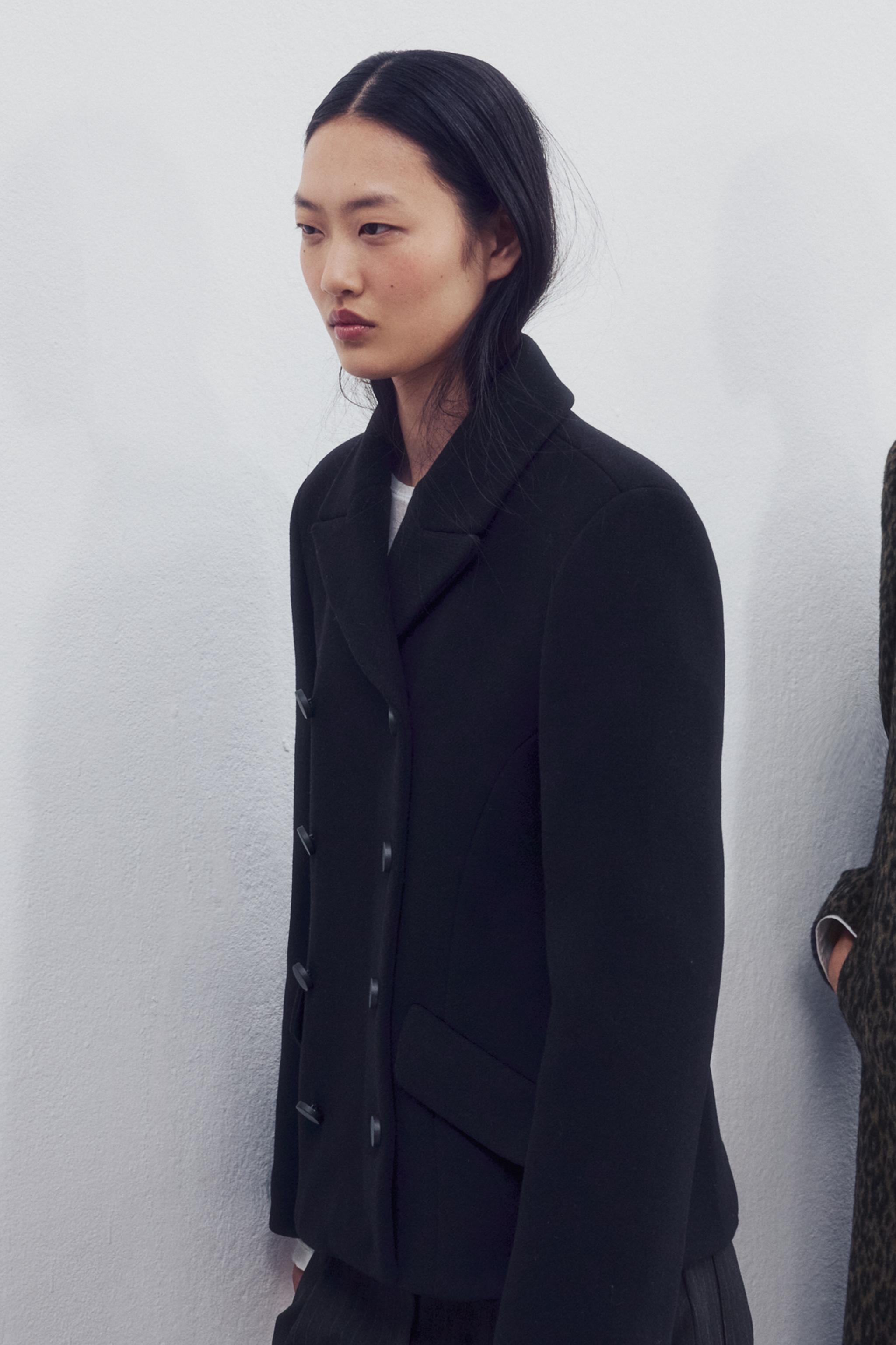 ZW Collection Wool-Blend Short Coat - Black | ZARA United States