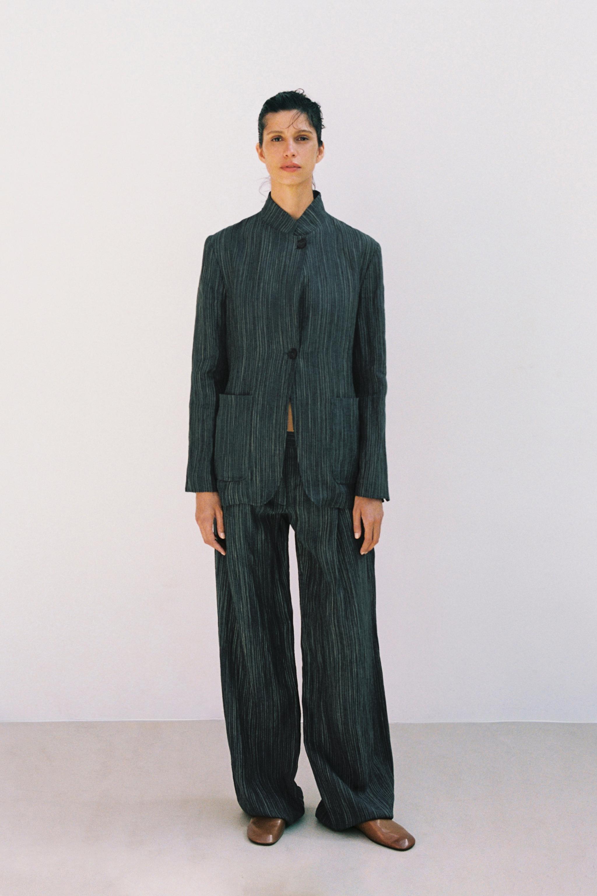 ZW COLLECTION STRIPED LINEN TROUSERS