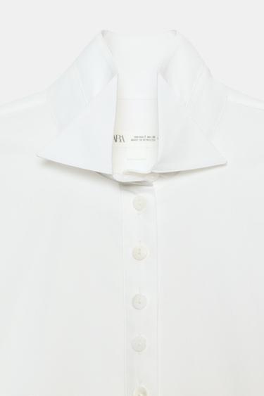 ZW COLLECTION BUTTONED POPLIN SHIRT - White by Zara - Image 8