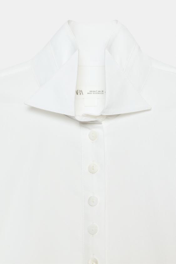 ボタン付きポプリンシャツ ZW COLLECTION - ホワイト | ZARA Japan / 日本