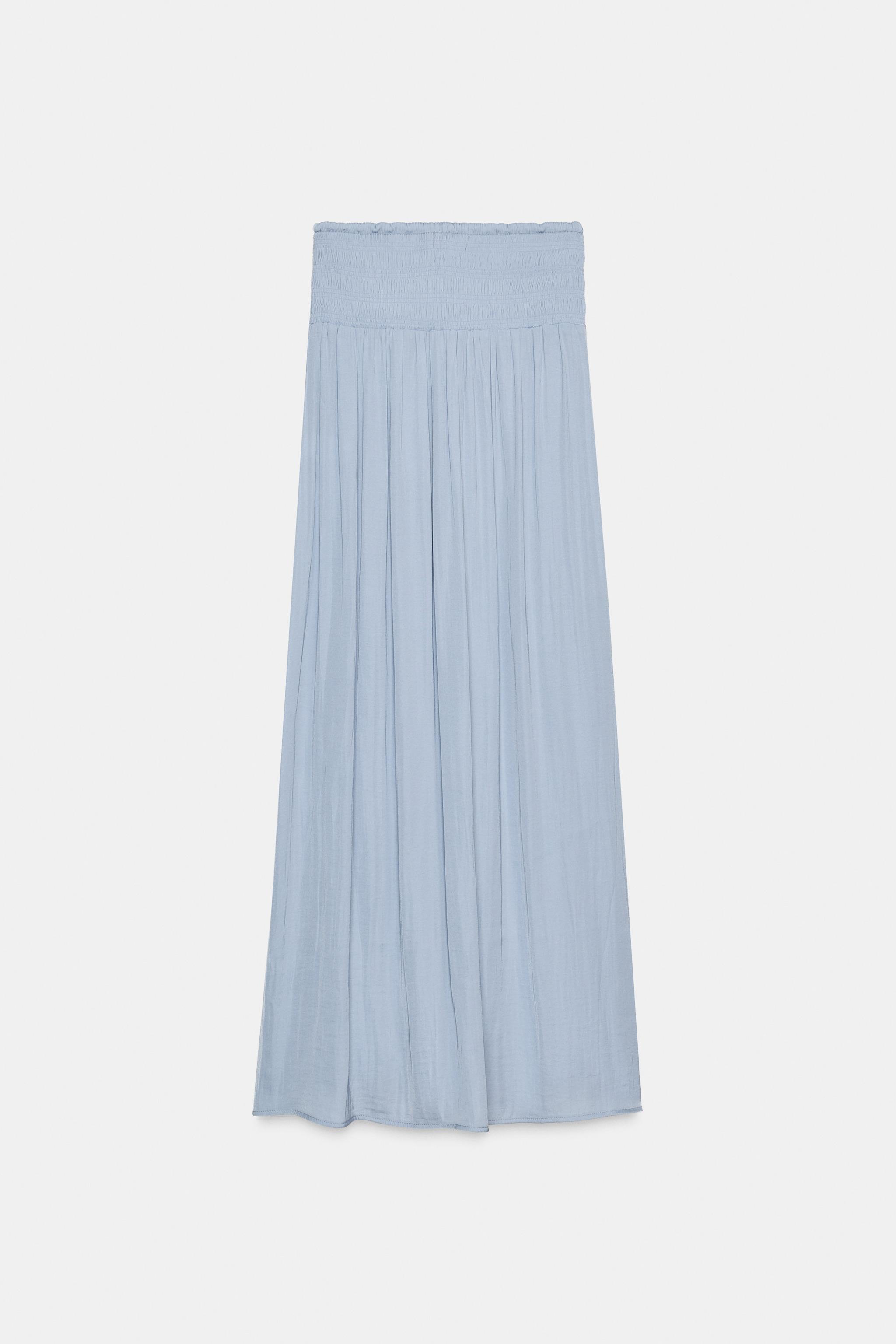 SAIA AMPLA CINTURA ELÁSTICA - Azul-claro | ZARA Brasil