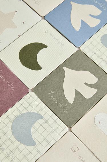 KIT CUMPLE-MOIS BÉBÉ – 12 CARTES BURRITO - Beige clair de Zara - Image 1