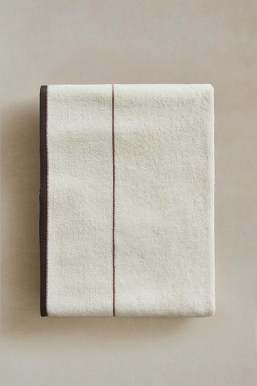 BATH TOWEL WITH RICE STITCH BORDER – Elefántcsont a ZARA-tól